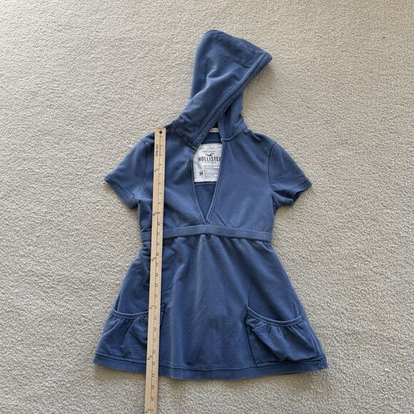 VNTG Hollister Y2K Girls Sz M Baby Doll Fitted Hoodie Pullover V-Neck Sweatshirt - Picture 5 of 16